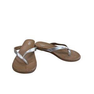 UGG Womens Silver Metallic Slip-On Sandals Size 4 SKU 8216